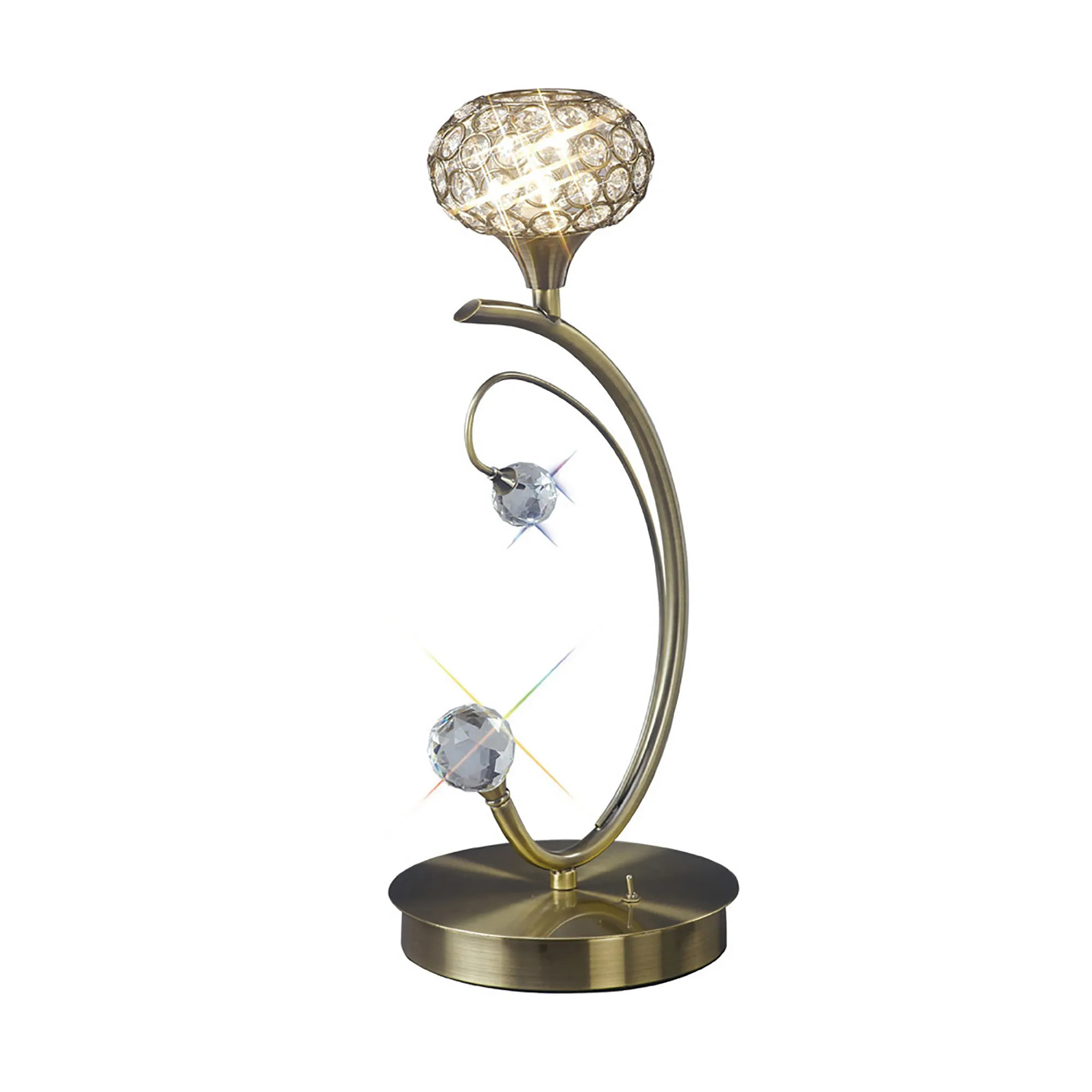 IL30949  Cara Crystal 42cm 1 Light Table Lamp Antique Brass